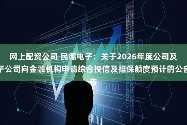 网上配资公司 民德电子：关于2026年度公司及子公司向金融机构申请综合授信及担保额度预计的公告